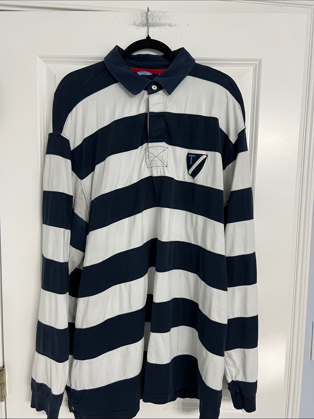 The Regal Rugby Striped Rugby Polo Shirt - Navy & White